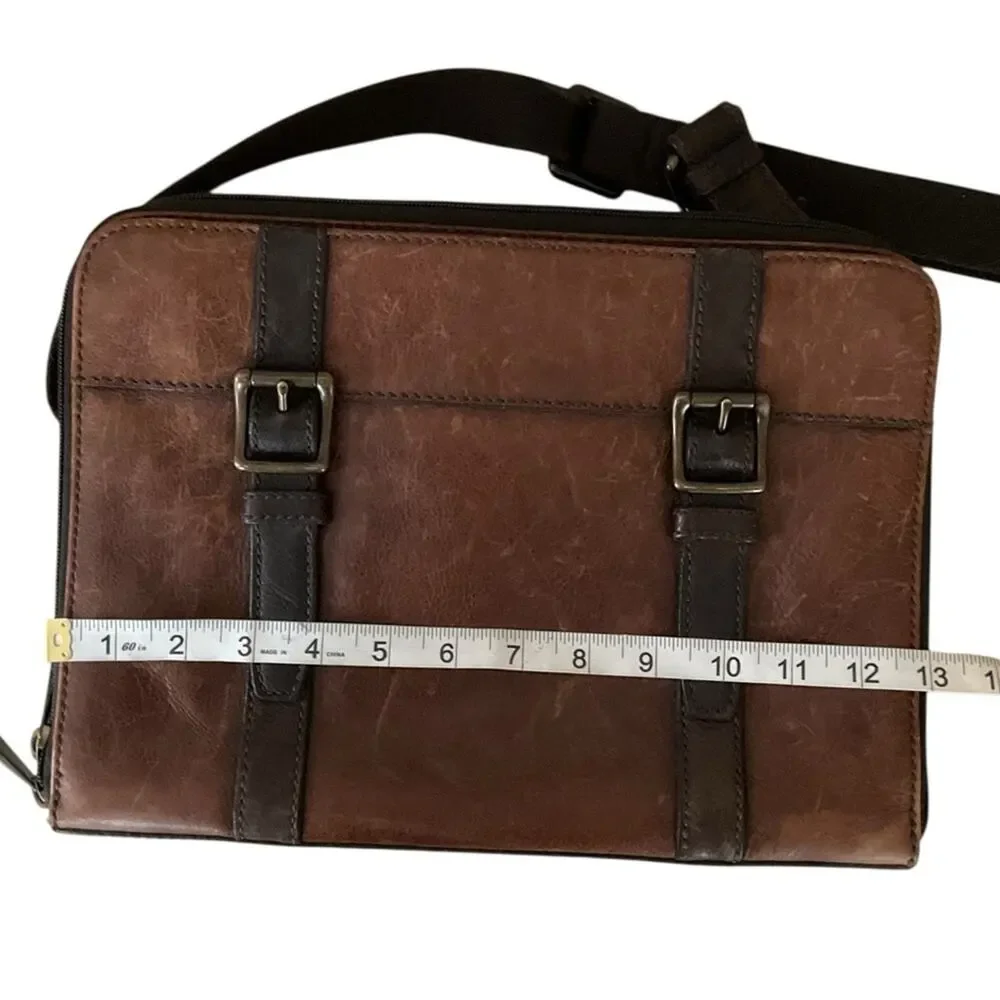 Vintage Fossil Brown Leather Messenger Bag Crossbody Strap